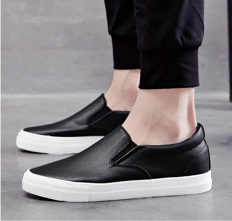 Black Leather Low-Cut Sneakers