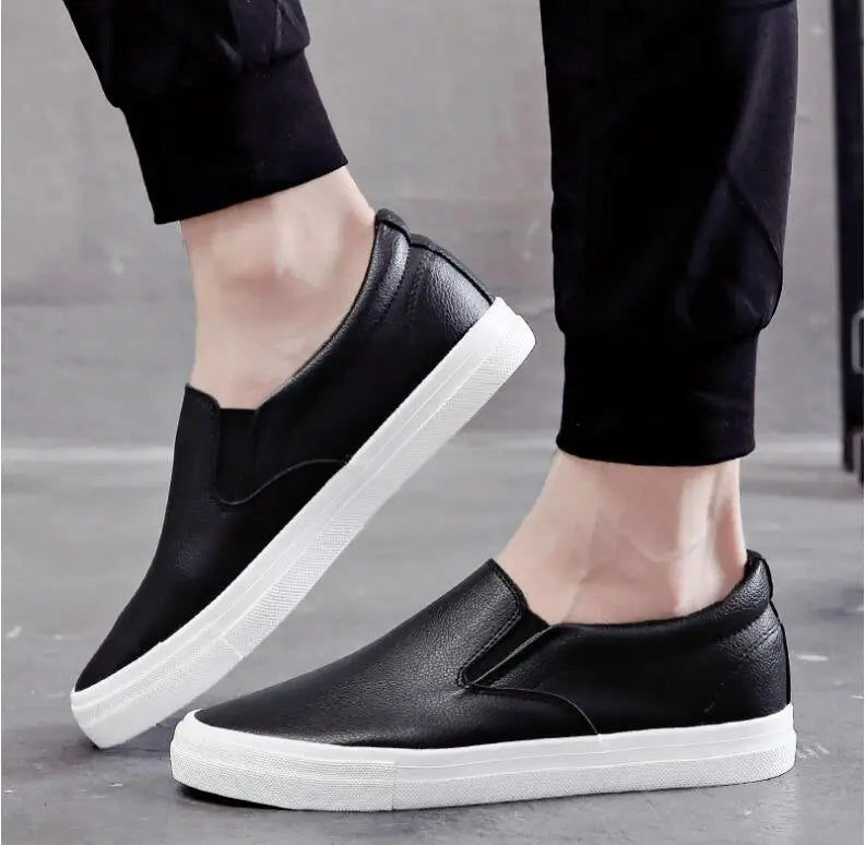 Black Leather Low-Cut Sneakers