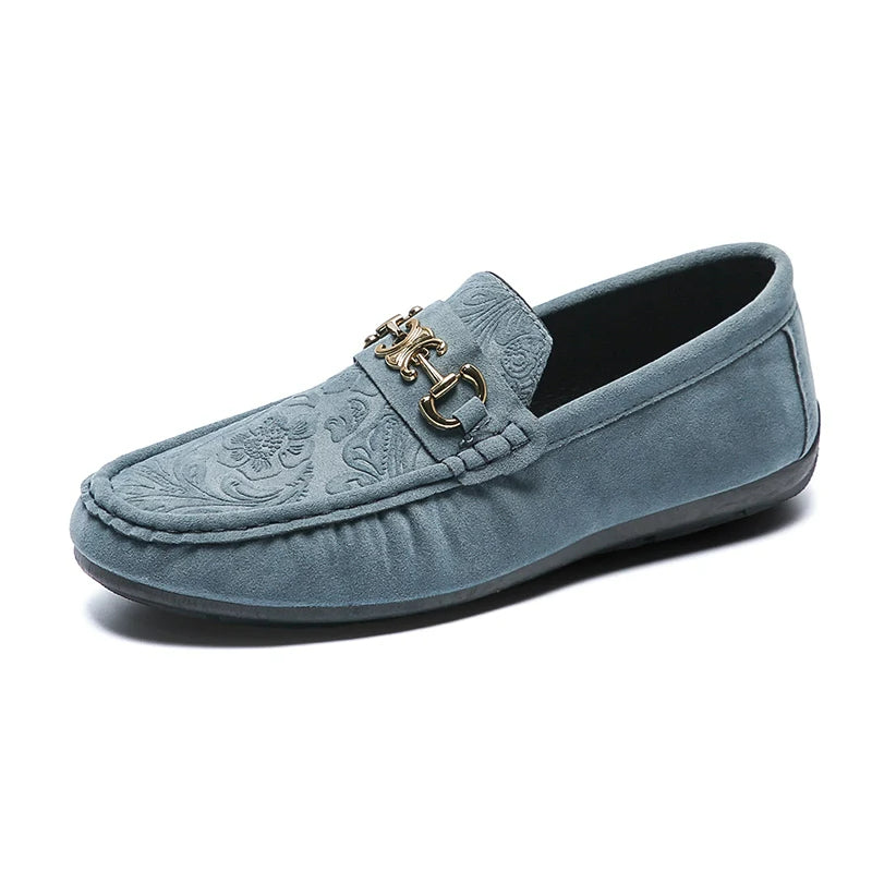 Blue Suede Finish Loafers