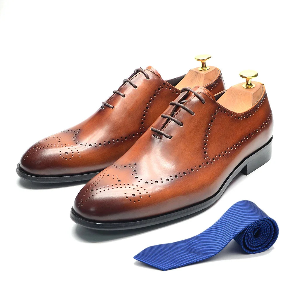 Brown Leather Oxford Dress Shoes