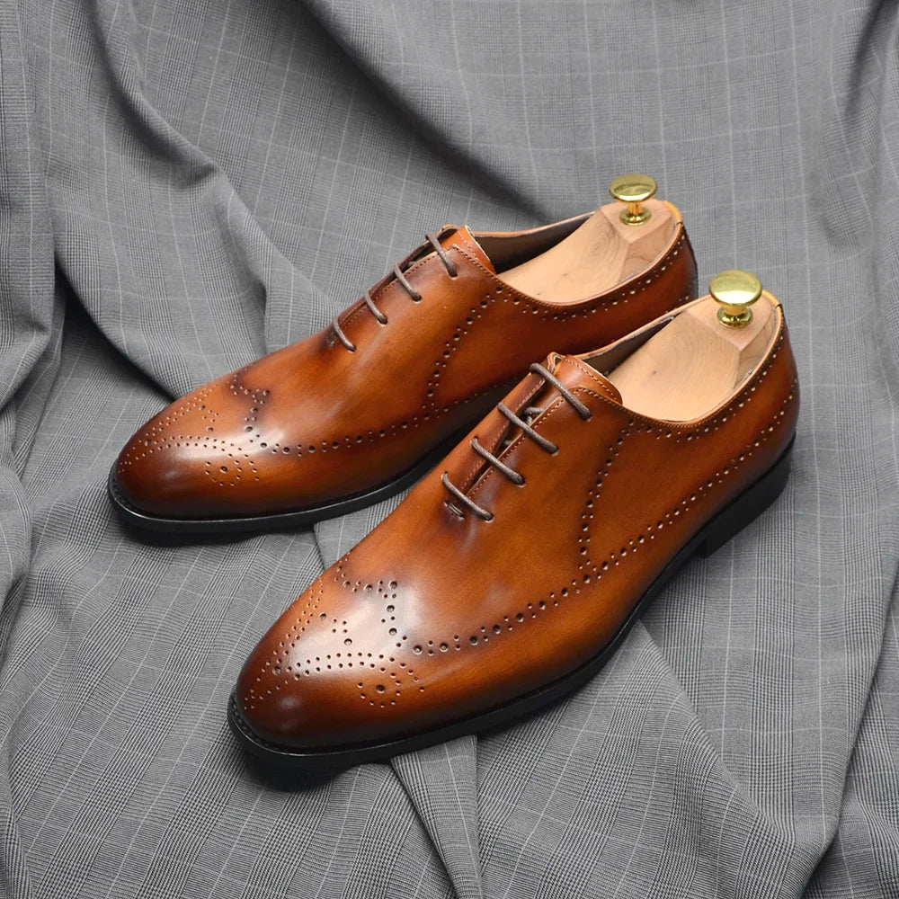 Brown Leather Oxford Dress Shoes