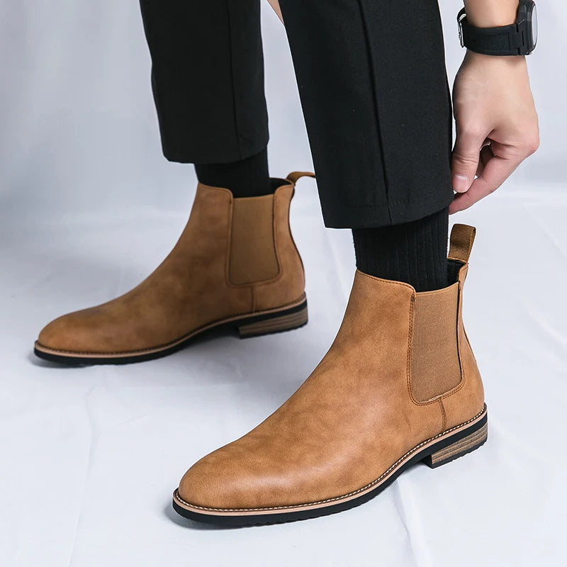 Premium Leather Lace-Up Ankle Boots