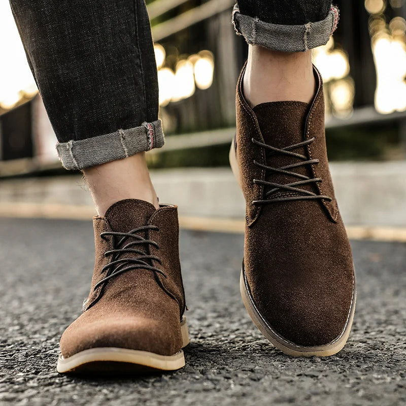 Brown Mid-Cut Leather Boots