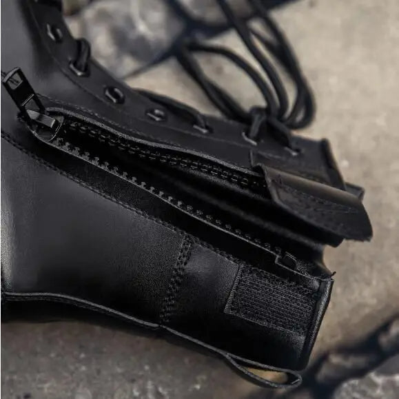 Black Leather Ankle Dress Boots