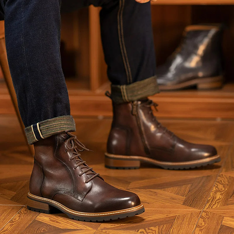Black Leather Ankle Boots