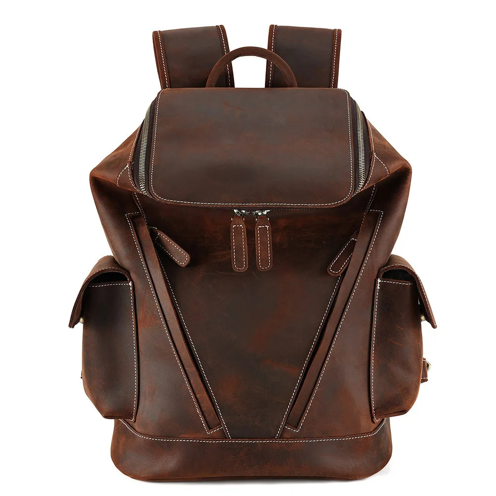 Leather Backpack Men's Casual Fashion Travel Bag