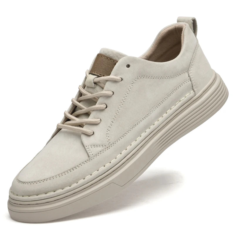 Beige Casual Leather Sneakers