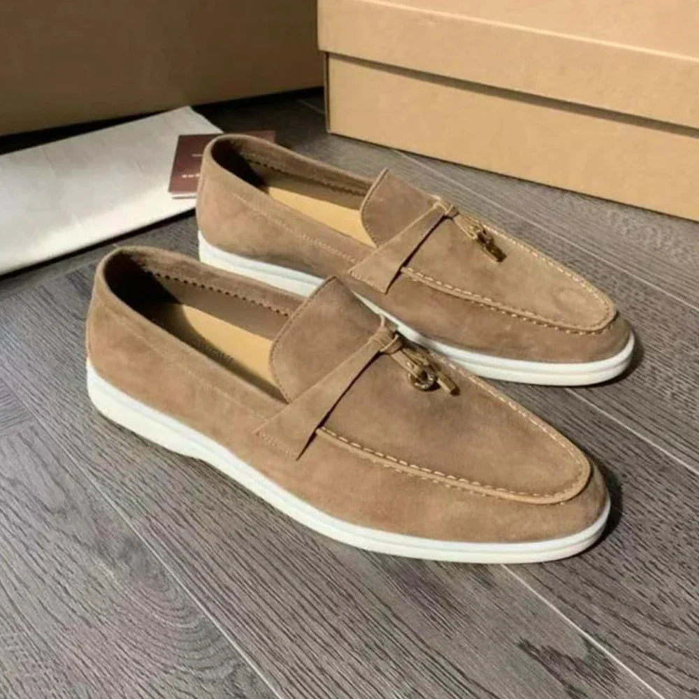 Tobacco-Toned Suede Moccasins