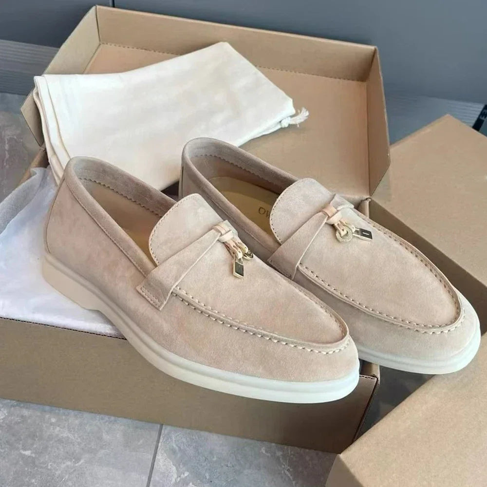 Tobacco-Toned Suede Moccasins