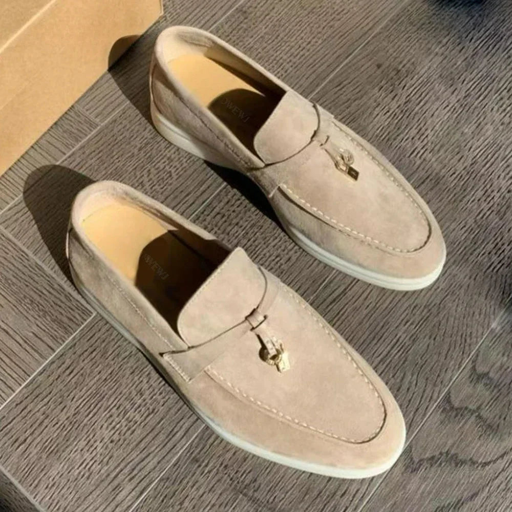 Tobacco-Toned Suede Moccasins