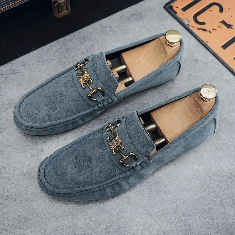 Blue Suede Finish Loafers