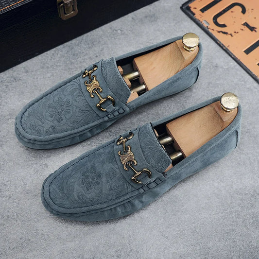 Blue Suede Finish Loafers