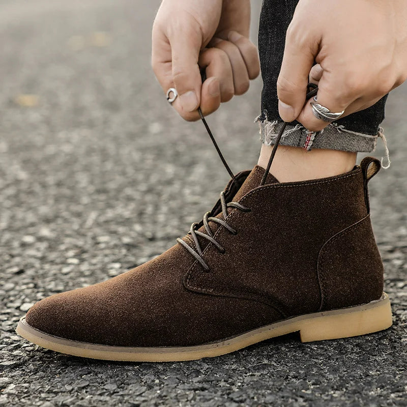 Brown Mid-Cut Leather Boots