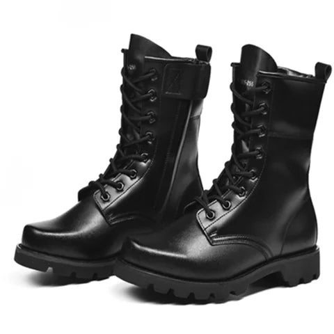 Black Leather Ankle Dress Boots
