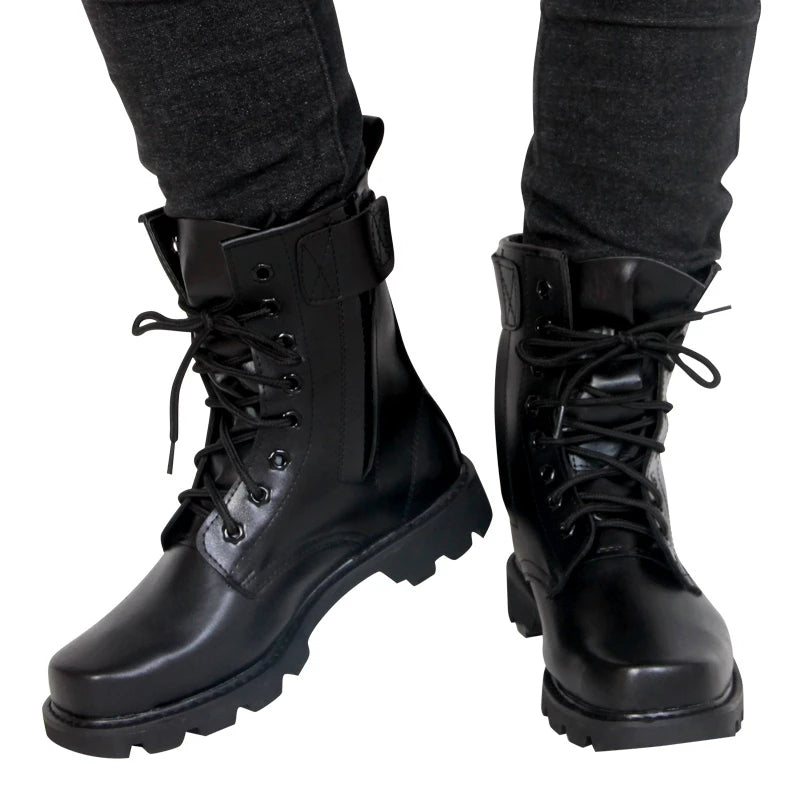 Black Leather Ankle Dress Boots