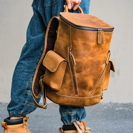 Leather Backpack Men's Casual Fashion Travel Bag