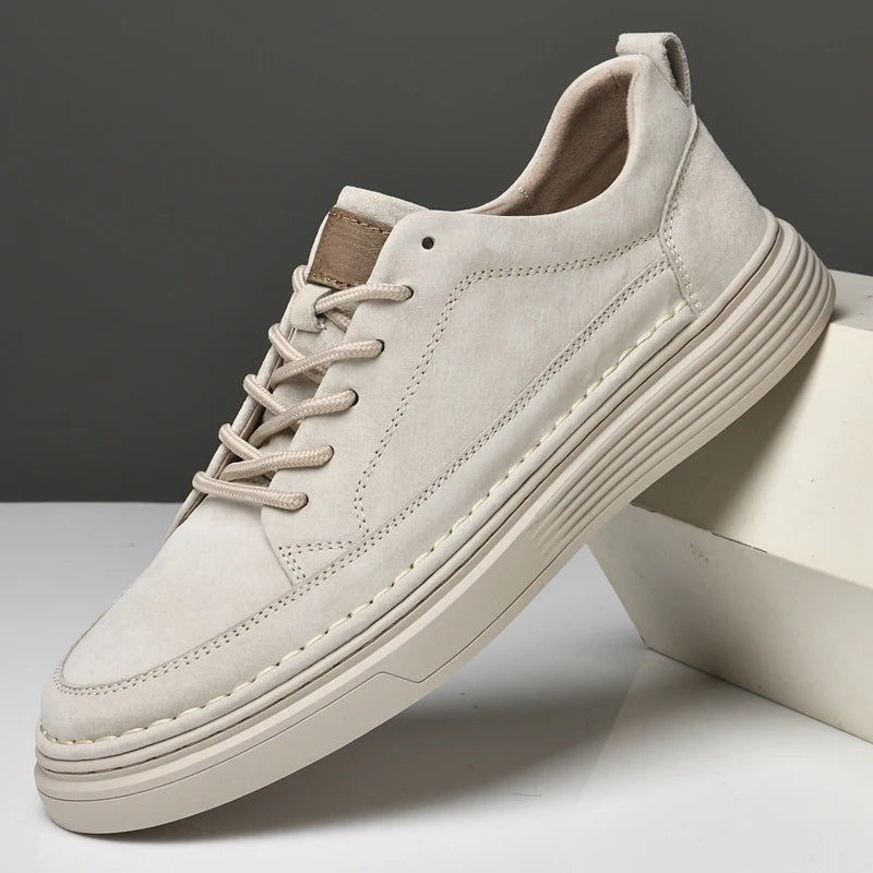 Beige Casual Leather Sneakers