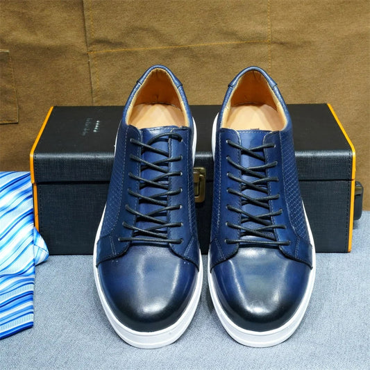 Blue Leather Urban Sneakers